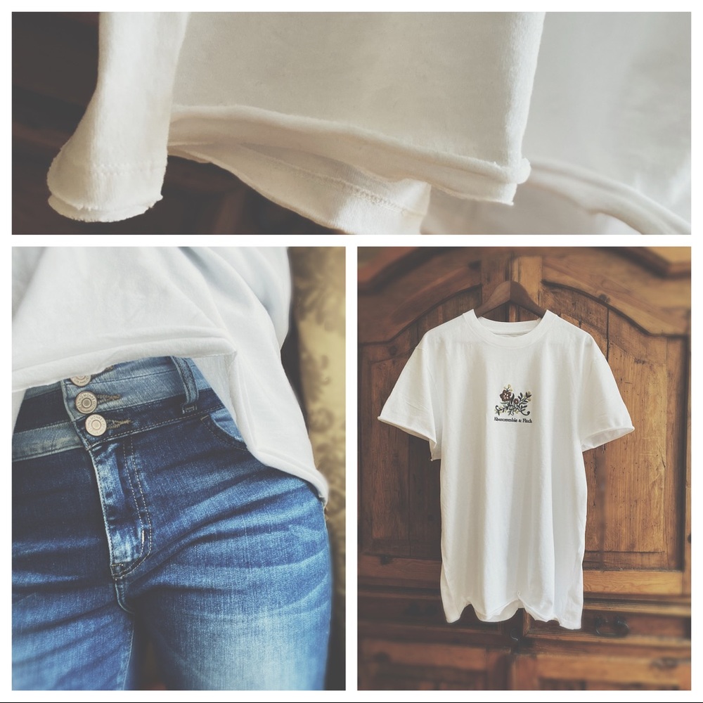 Abercrombie & Fitch Custom Cutoff Graphic Tee Floral White XXL - Picture 6 of 12